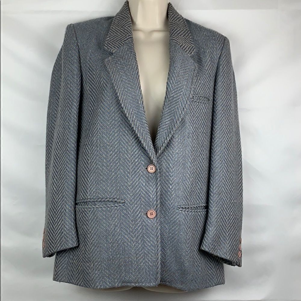 Daniel Hechter wool blend blue and tan blazer